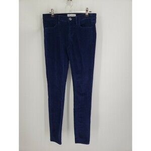 Madewell Women's Dark Blue Skinny Fit Corduroy Pants Cords Size 25 x 32 Stretch